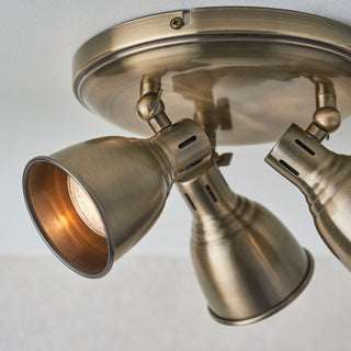 Westbury 3 Round Ceiling Light Antique Brass