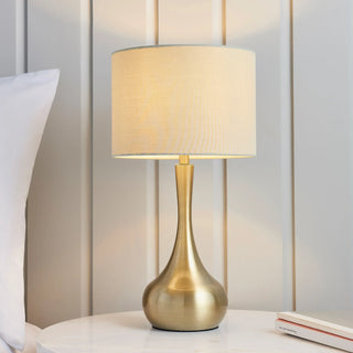 Piccadilly Table Lamp Brass & Taupe - KC at HOME