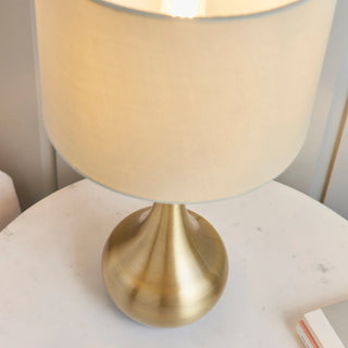 Piccadilly Table Lamp Brass & Taupe - KC at HOME