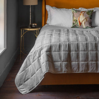 Quilted Cotton Velvet Bedspread Grey - KC at HOME