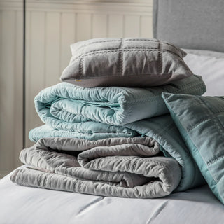 Quilted Cotton Velvet Bedspread Grey - KC at HOME