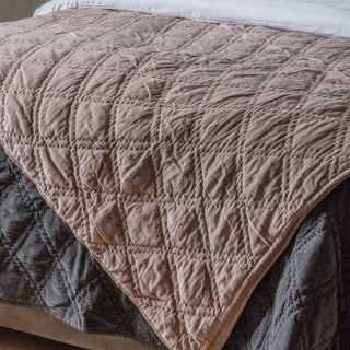 Quilted Cotton Velvet Bedspread Blush - KC at HOME