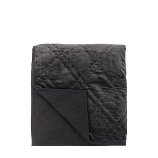 Quilted Cotton Velvet Bedspread Charcoal - KC at HOME