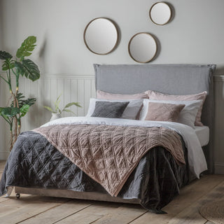 Quilted Cotton Velvet Bedspread Charcoal - KC at HOME