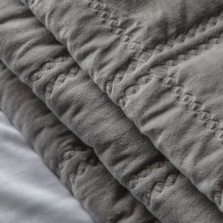 Quilted Cotton Velvet Bedspread Charcoal - KC at HOME