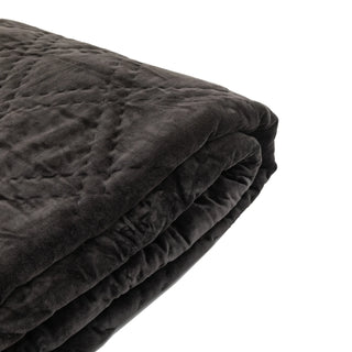 Quilted Cotton Velvet Bedspread Charcoal - KC at HOME