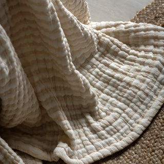 Crinkle Stripe Bedspread Beige - KC at HOME