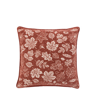 Autumn Leaf Chenille Cushion - Rust