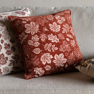 Autumn Leaf Chenille Cushion - Rust