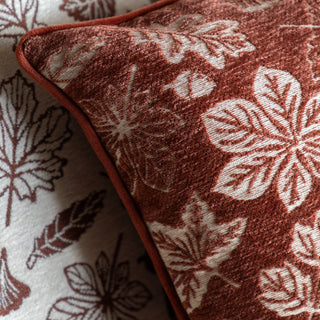 Autumn Leaf Chenille Cushion - Rust