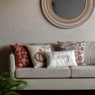 Autumn Leaf Chenille Cushion - Rust