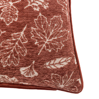 Autumn Leaf Chenille Cushion - Rust