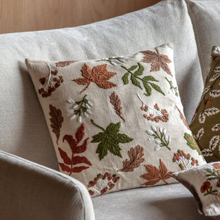 Leaves Embroidered Cushion