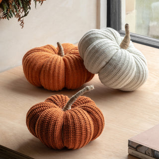 Autumn Knitted Pumpkin - Cream