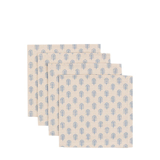 Fleur Floral Stamp Napkins Blue (4 pack) - KC at HOME