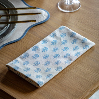 Fleur Floral Stamp Napkins Blue (4 pack) - KC at HOME