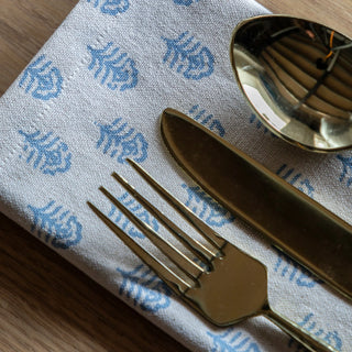 Fleur Floral Stamp Napkins Blue (4 pack) - KC at HOME