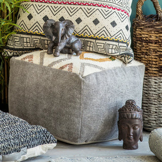 Mendez Pouffe Ochre/Grey - KC at HOME