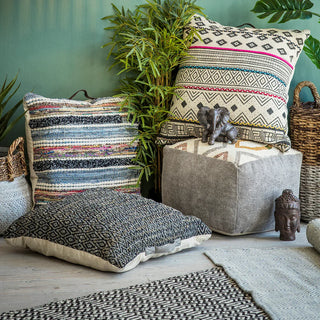 Mendez Pouffe Ochre/Grey - KC at HOME