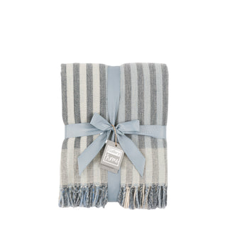 Lille Jacquard Stripe Throw Blue and Natural