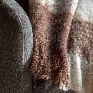 Check Faux Mohair Throw - Olive