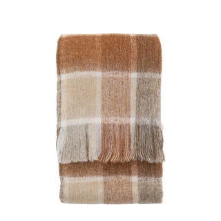 Check Faux Mohair Throw - Rust
