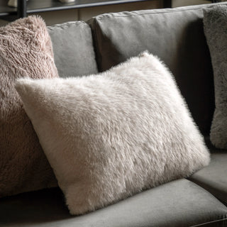 Maple Faux Fur Cushion Oatmeal 400x600mm - KC At Home