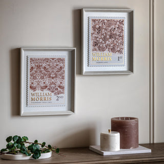 William Morris Stamp Red Framed Art Set of 2